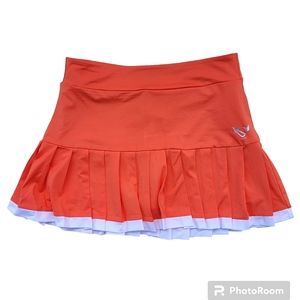 Pleated Athletic Skort in orange with white border size 12